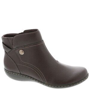 Clarks Womens Collection Ashland Mabel Flat Dark Brown Tumbled Size 9.5XW - E37